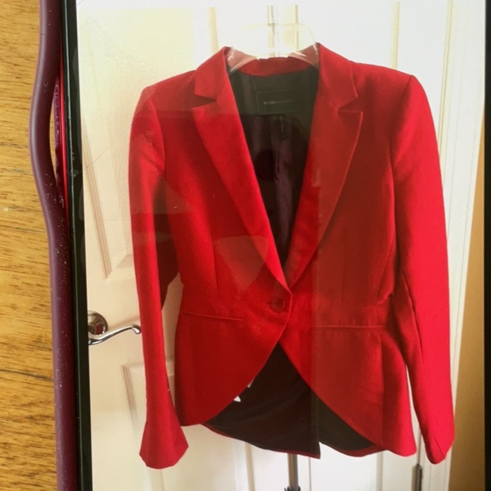 BCBGMaxAzria Red Tailored Blazer with Notched Lapels